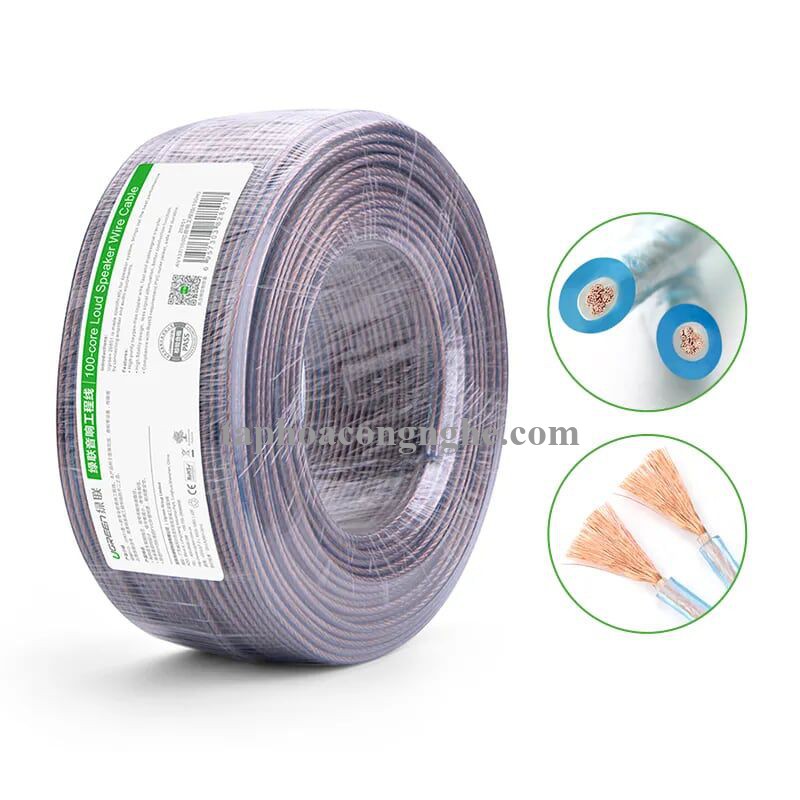 Ugreen 20853 100M Màu Đen Cáp âm thanh loa 200 tim AV137 30020853